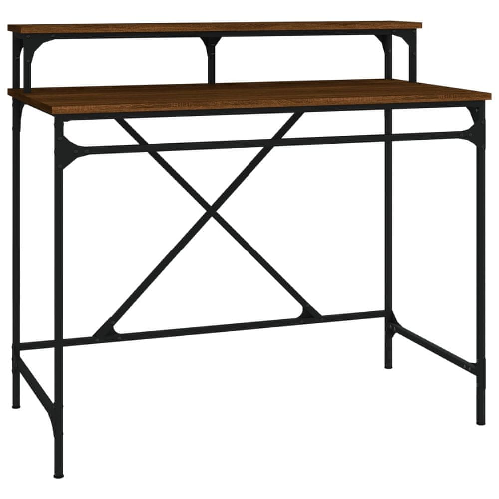 Vidaxl Stôl hnedý dub 100x50x90 cm spracované drevo a železo